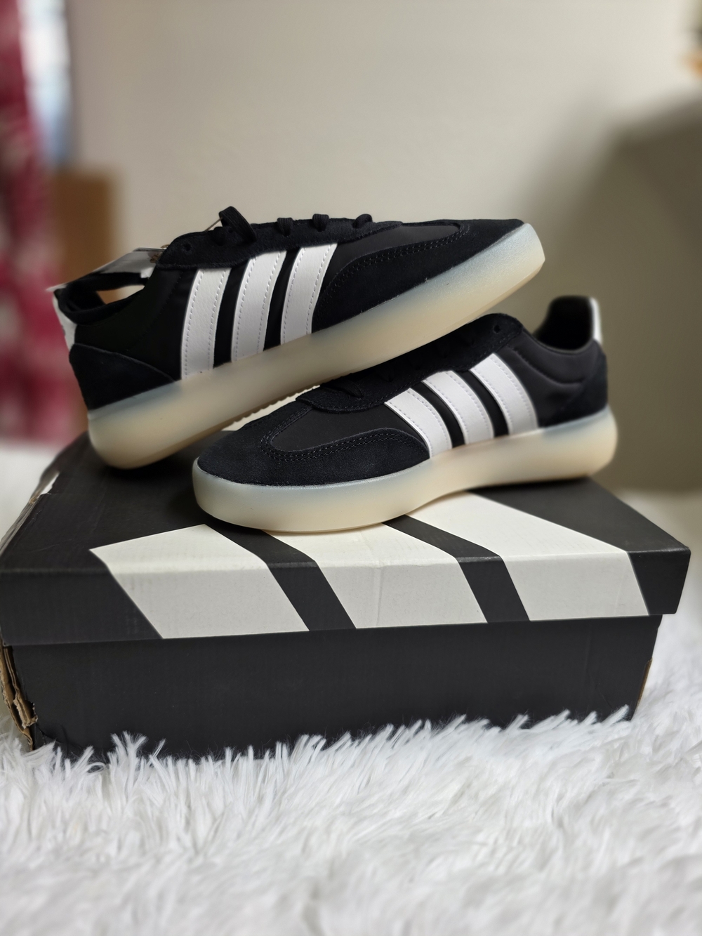 Adidas Black and White Low-Top Sneakers with Translucent Sole